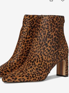 NWOT Sam Edelman Leopard Print Pointed Ankle Boots - Brown/Black